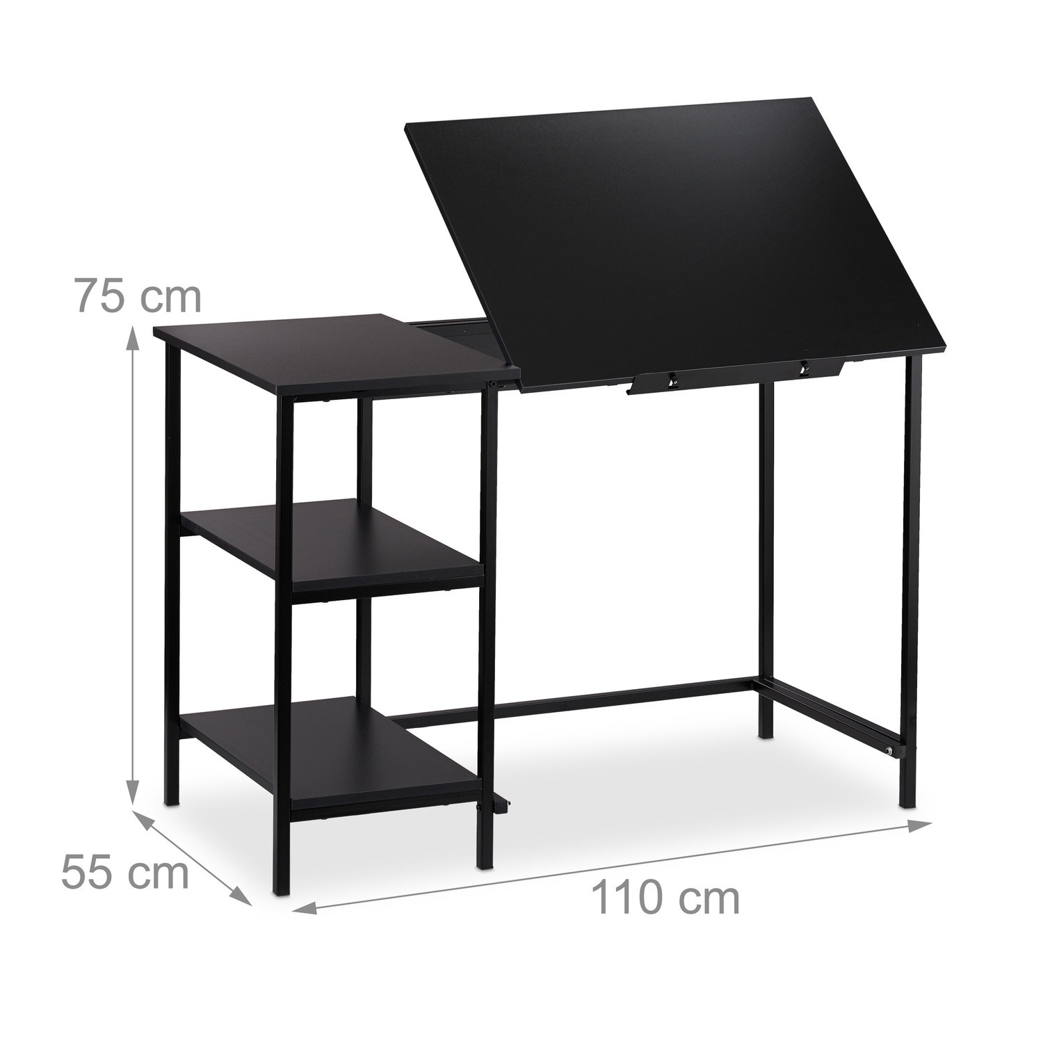 Mesa dobrável com 3 prateleiras