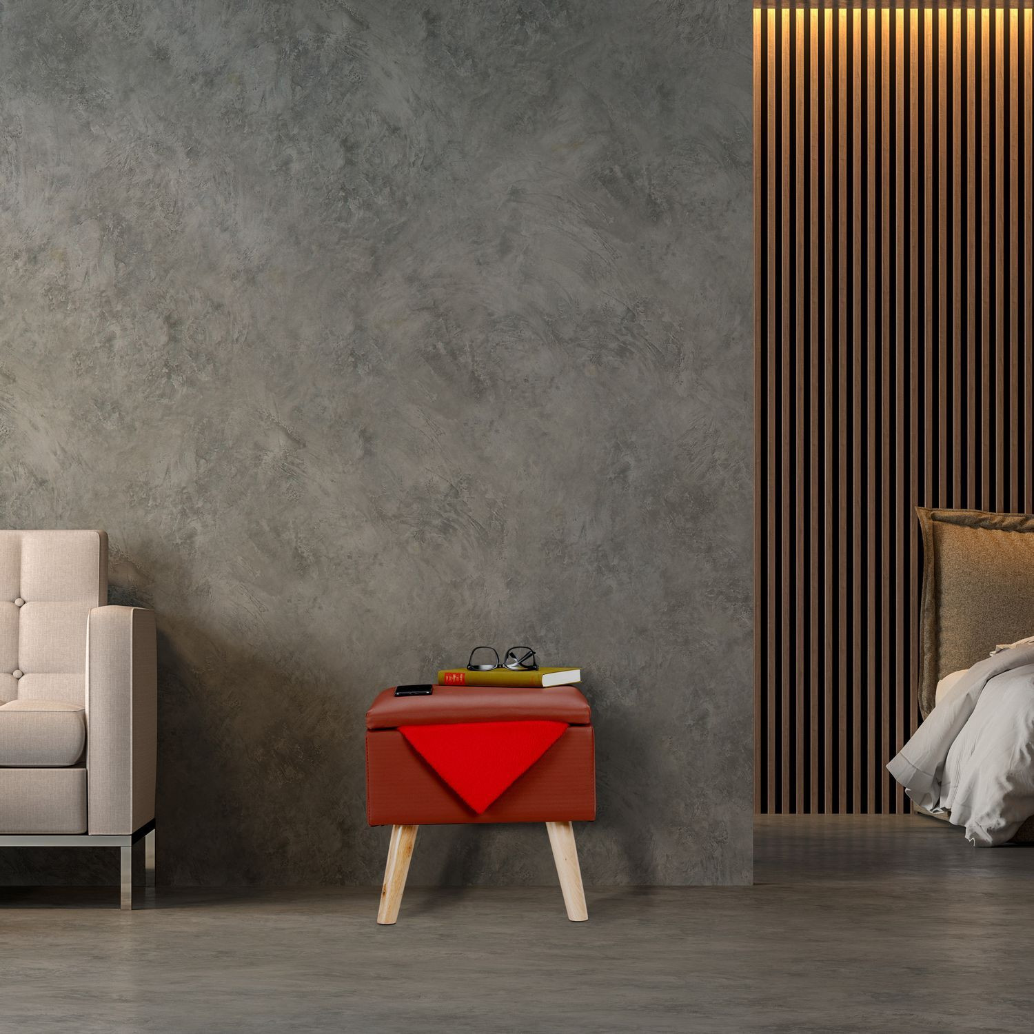 Hocker mit Stauraum Kunstleder
