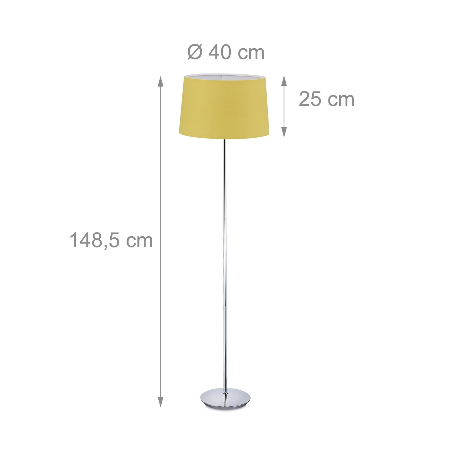 Luminária de chão com cúpula de tecido