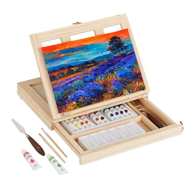Caixa de pintura com cavalete
