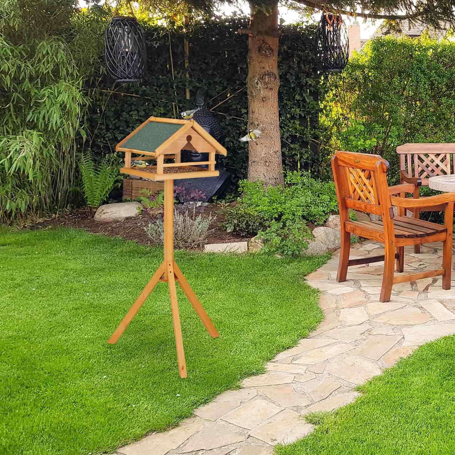 Table à oiseaux sur poteau