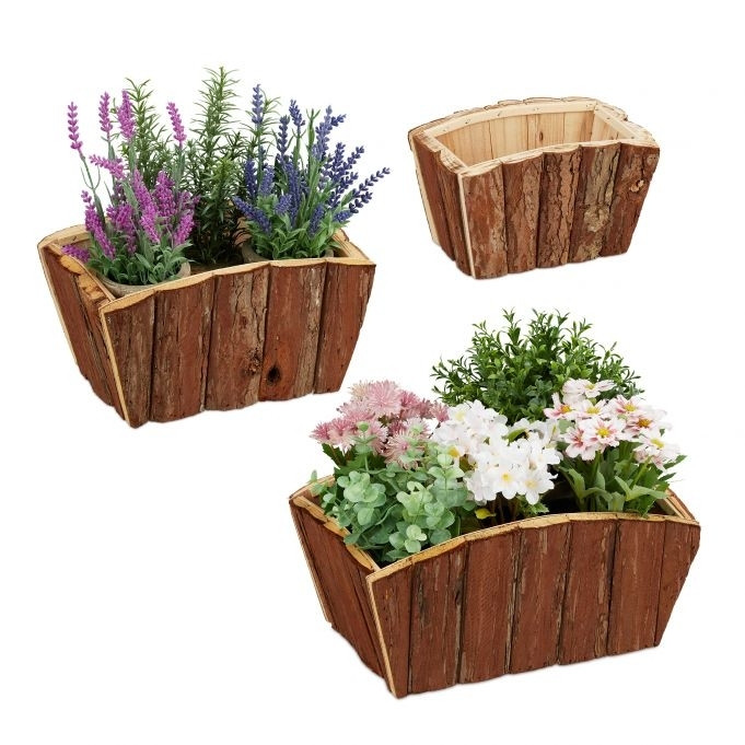Bloembak Hout Set van 3