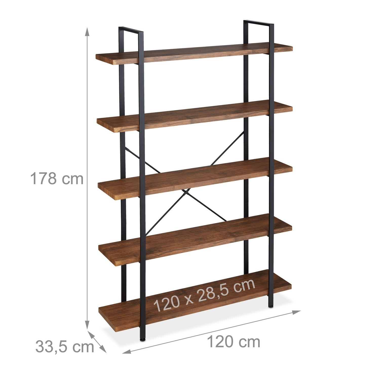 Librería con 5 estantes