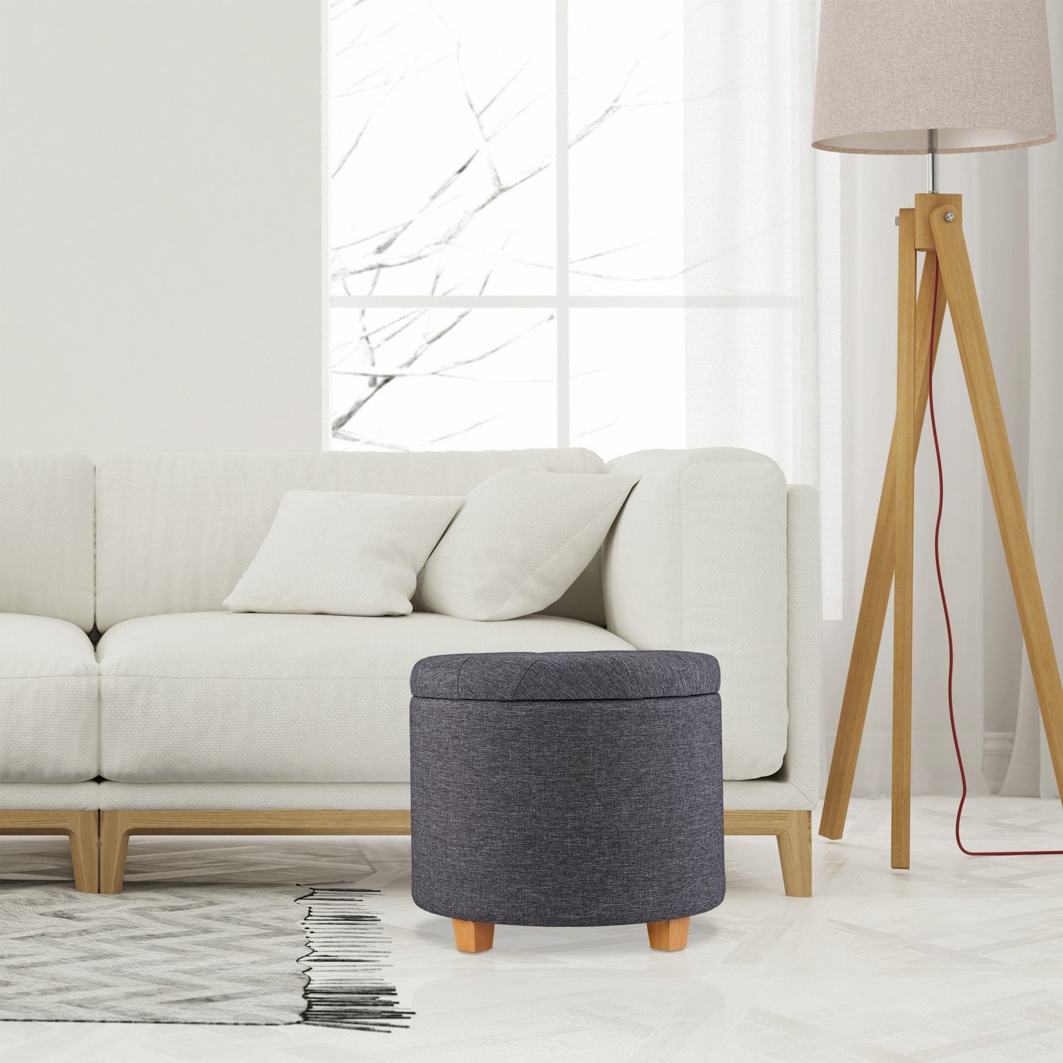 Runder Hocker mit Stauraum