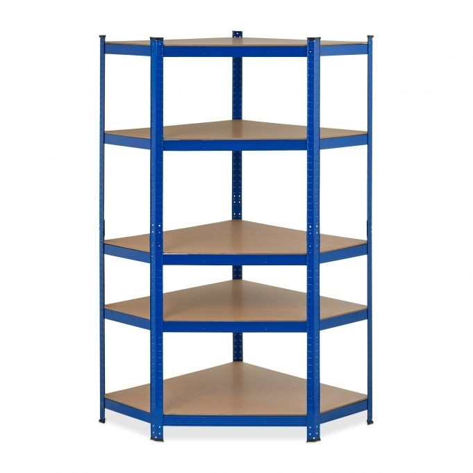 Eckregal mit 5 Böden blau