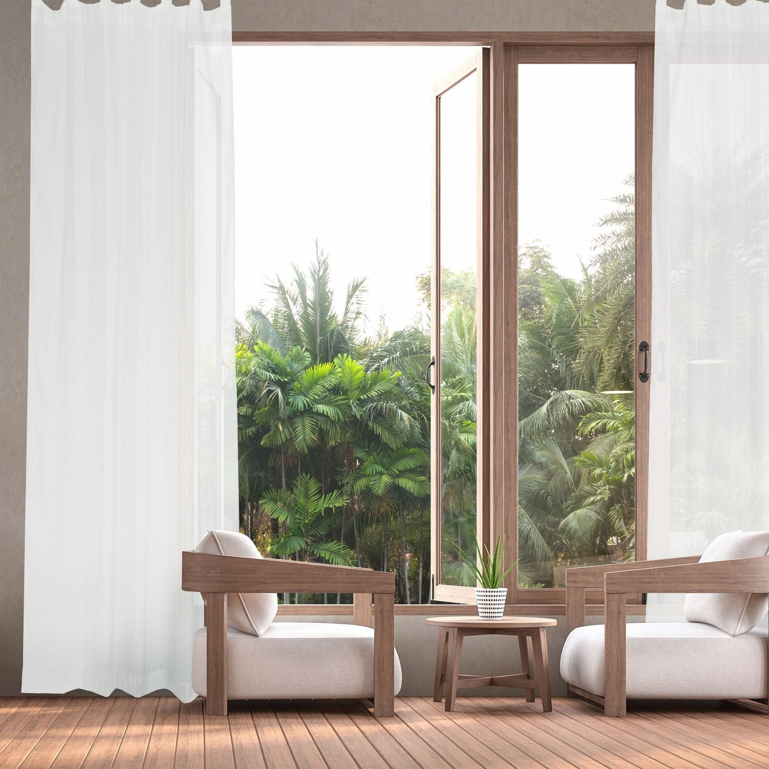 Conjunto de 2 cortinas brancas