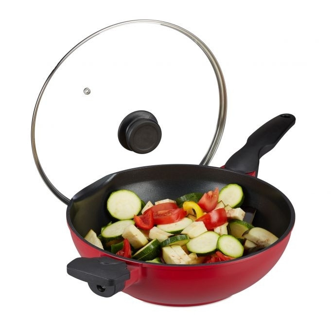 Rode wok met deksel