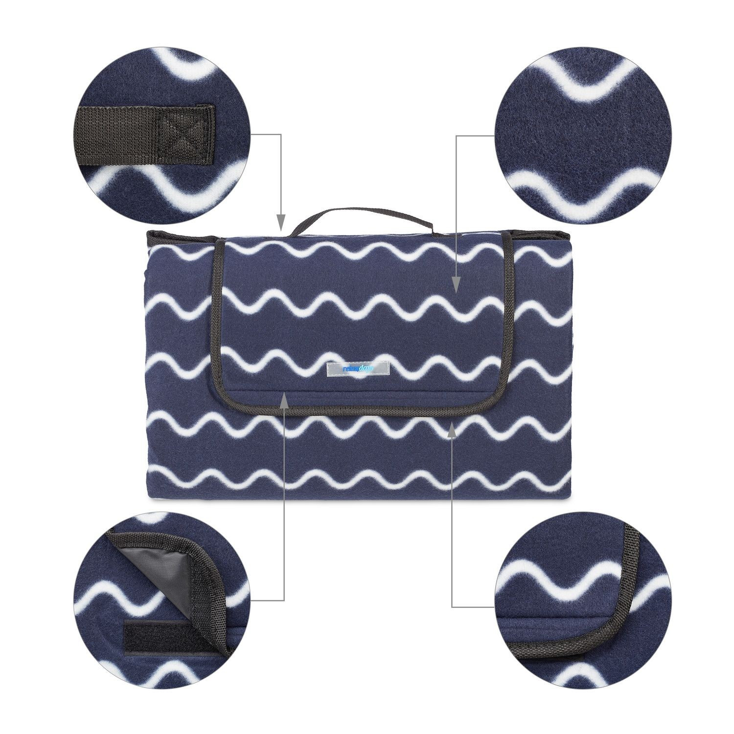 Picnic blanket 200 x 200 cm wave pattern
