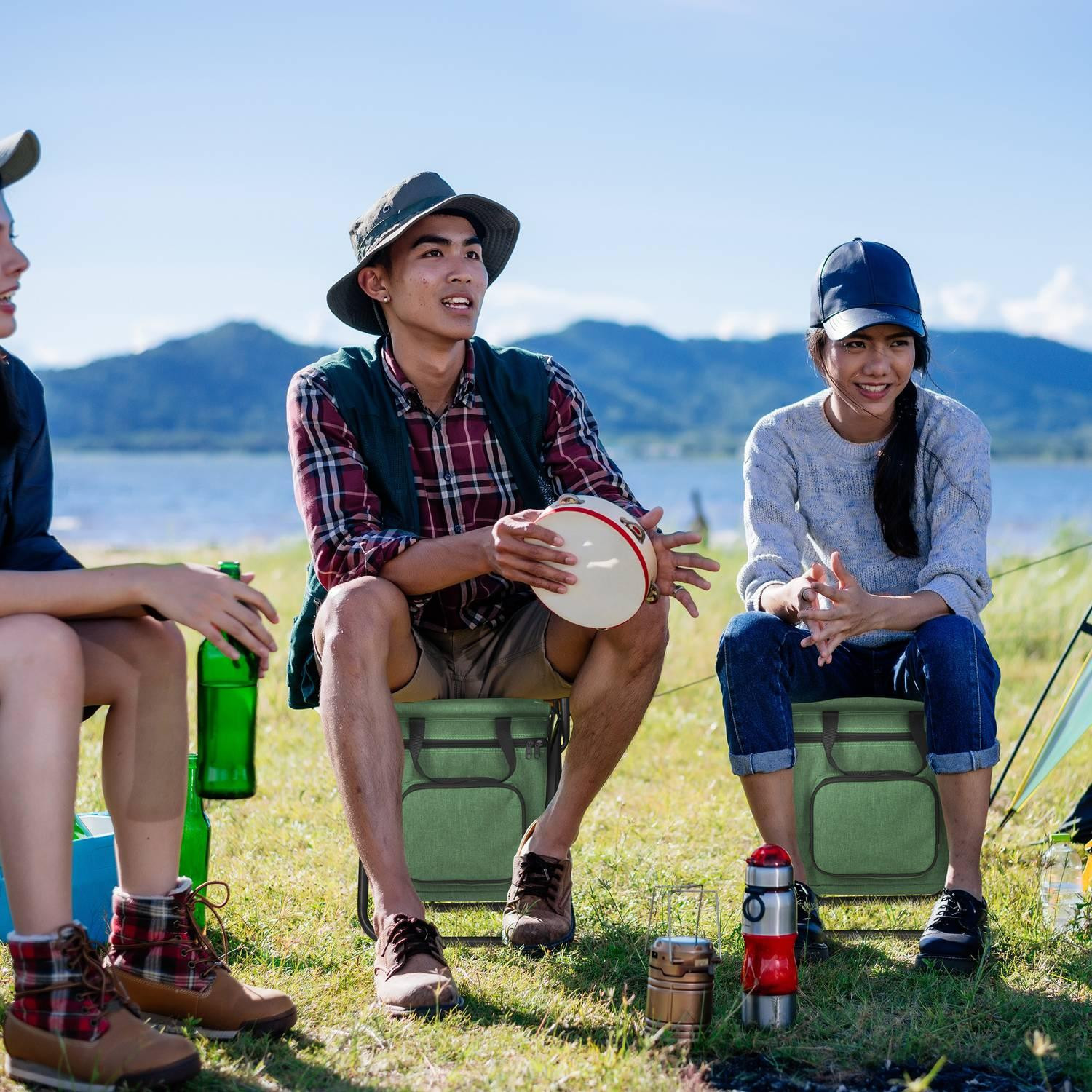 Chaise de camping avec dossier verte