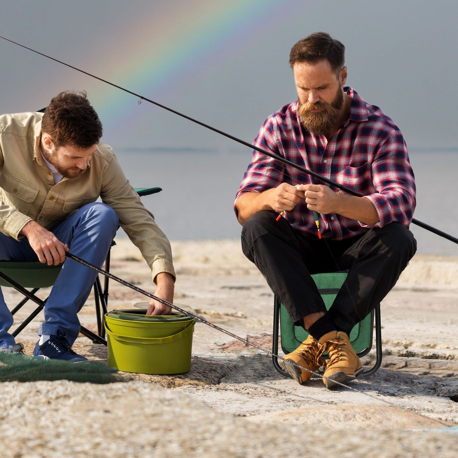 Chaise de camping avec dossier verte