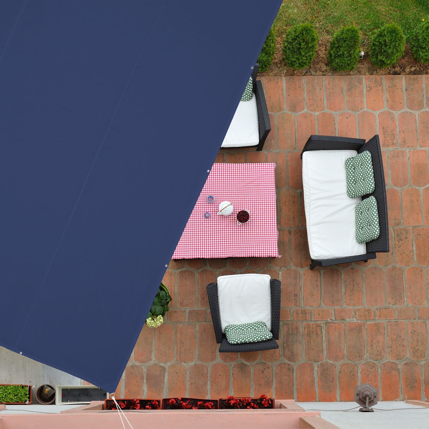 Vela solar retangular azul escuro