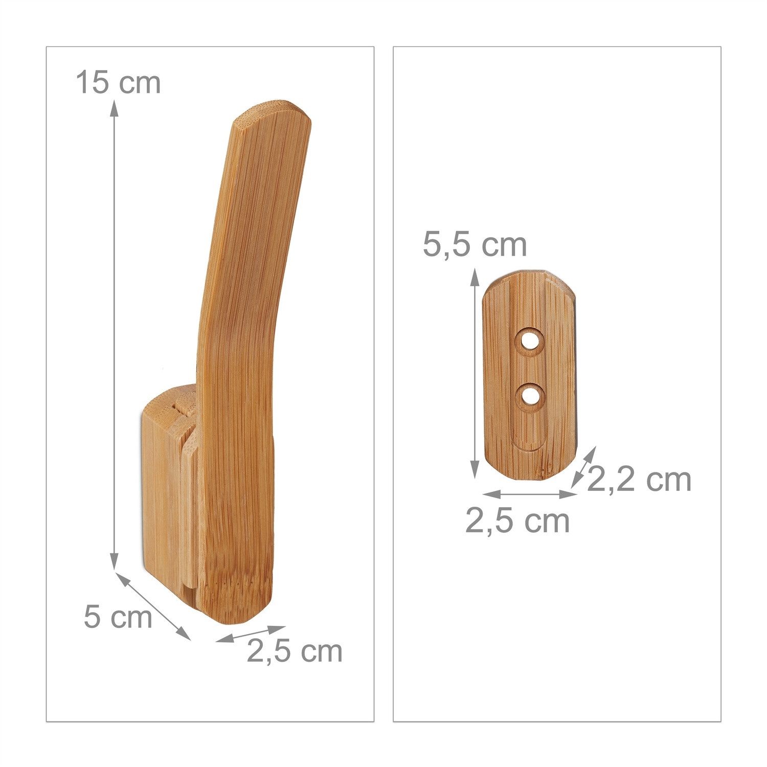Ganchos de parede de bambu
