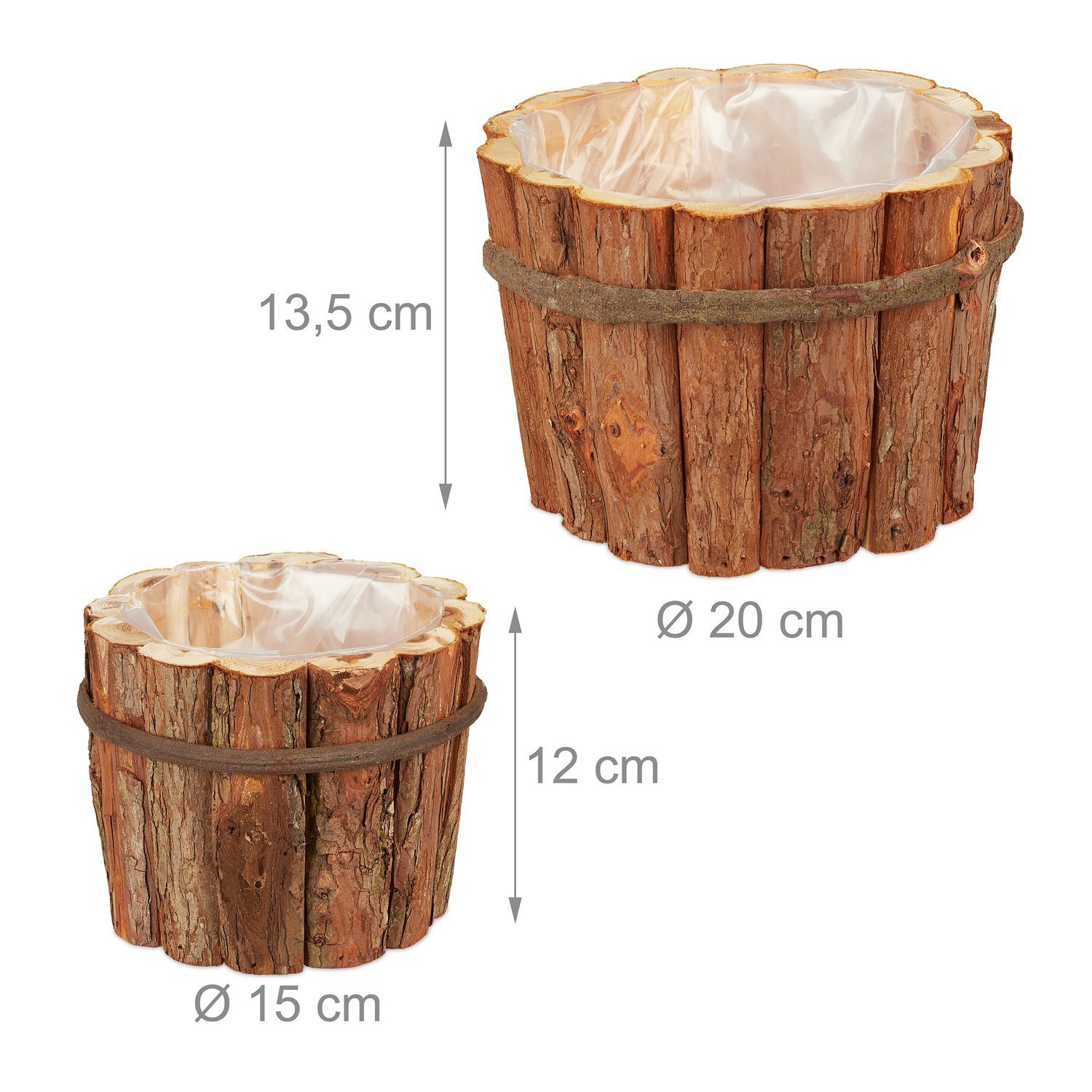 Conjunto de 2 potes de madeira