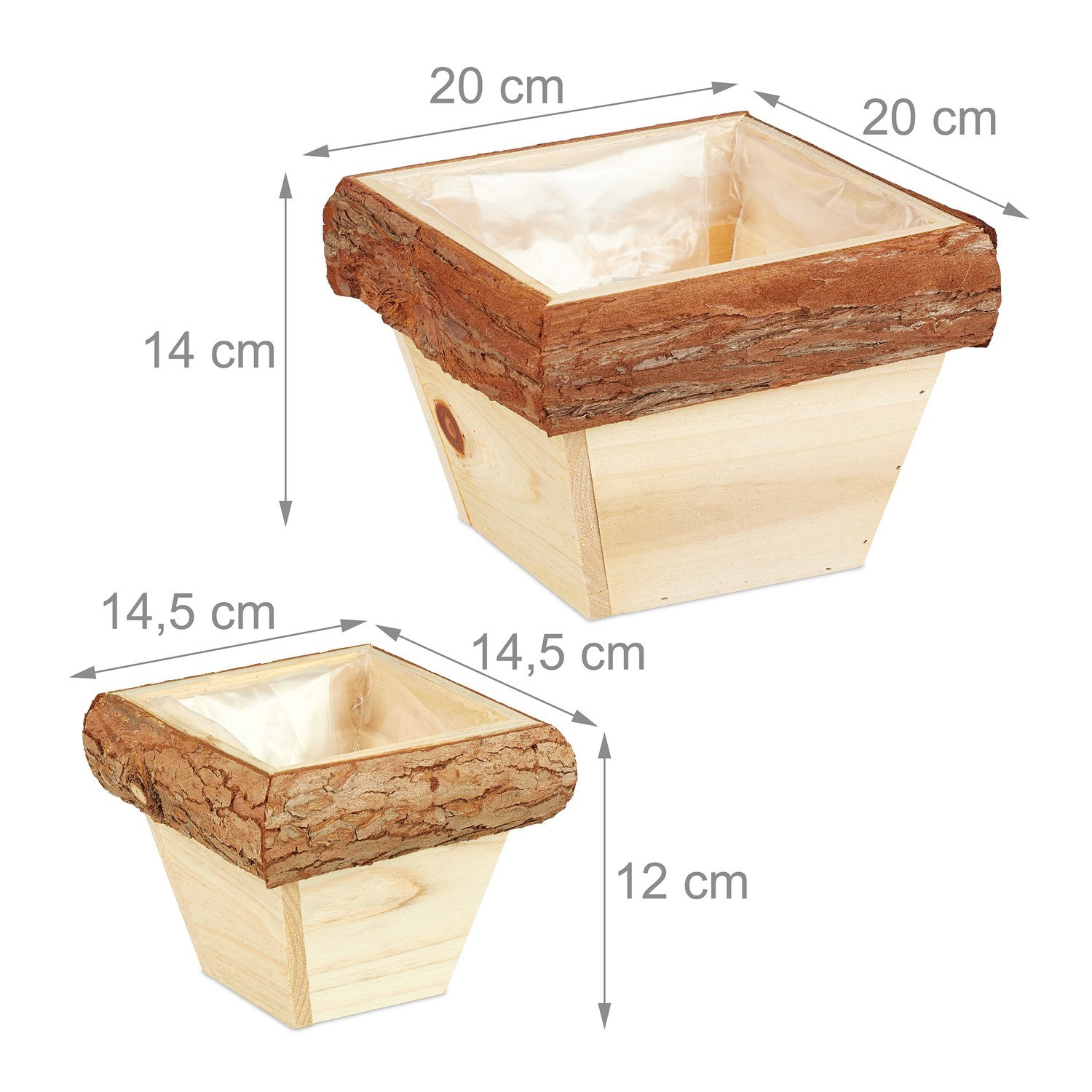 Quadratischer Holztopf 2er-Set