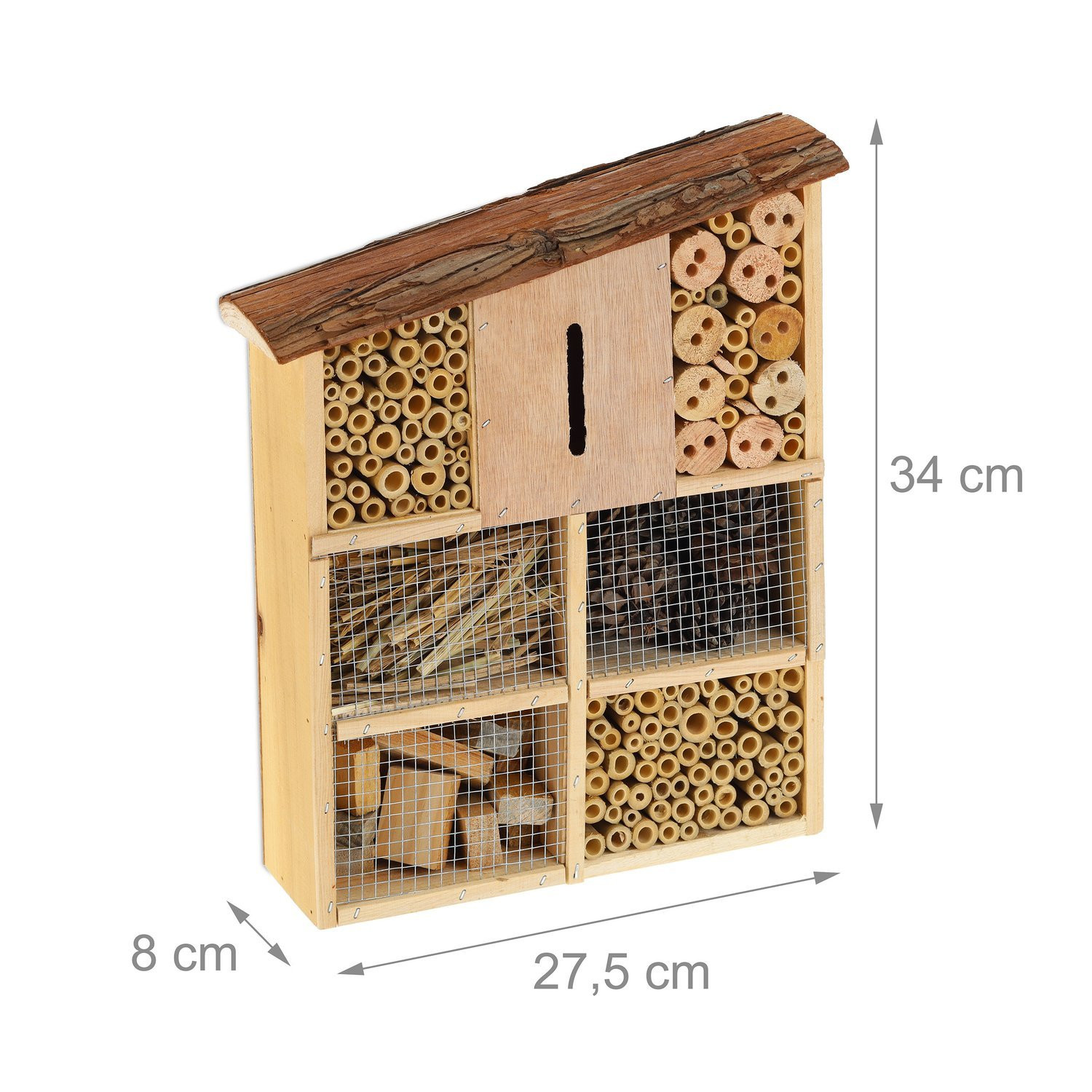 Insect hotel with bark roof