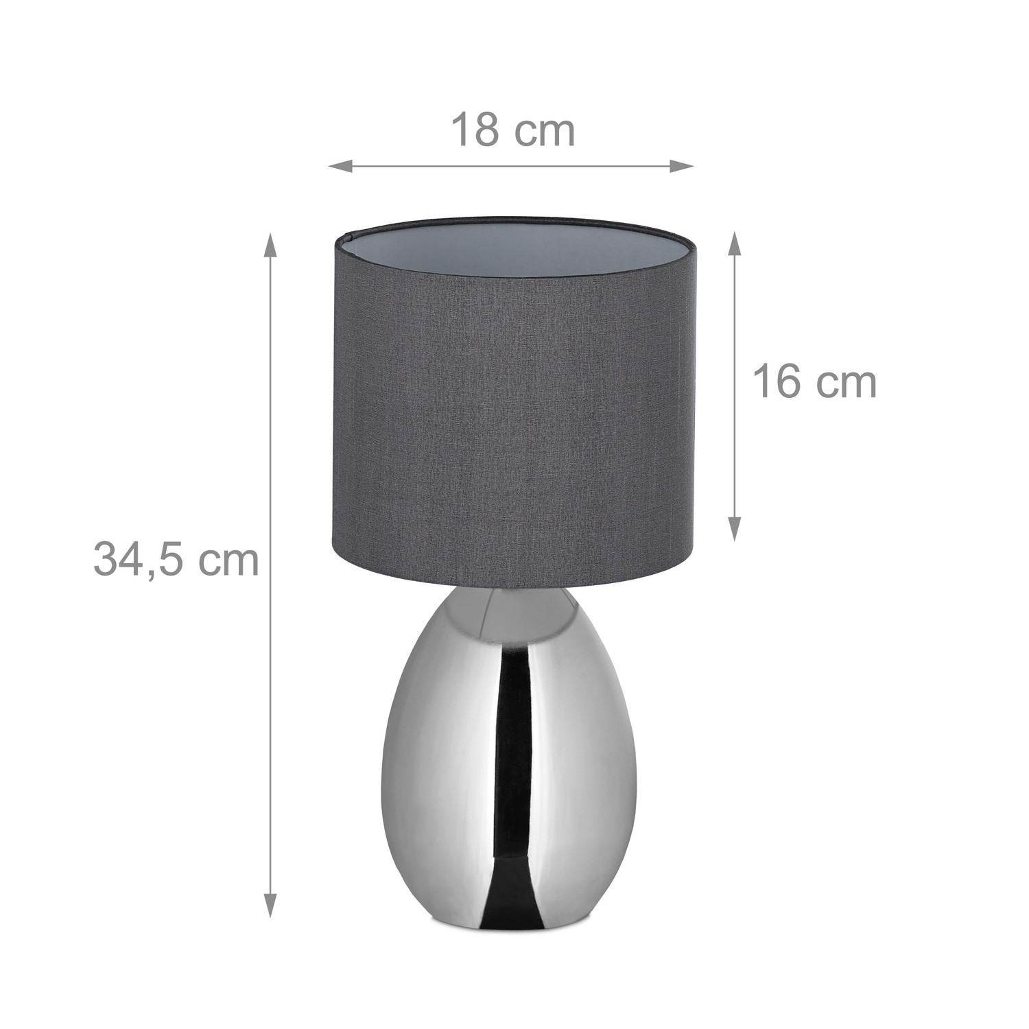 Lampada da comodino con funzione touch argento