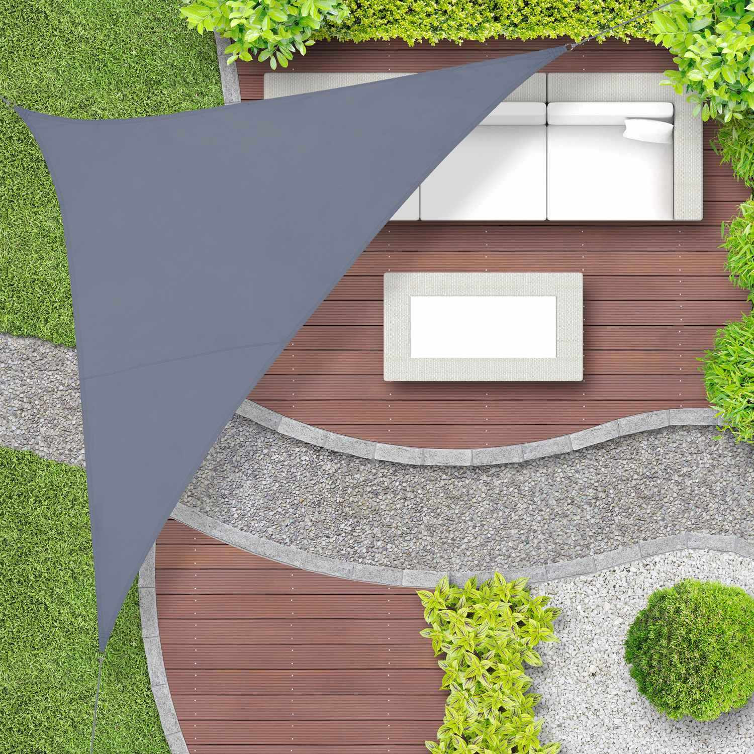 Vela solar de poliéster triangular gris oscuro