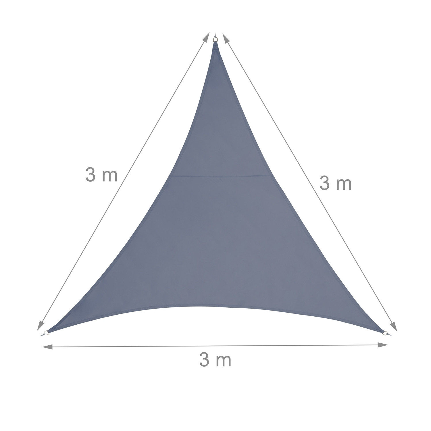 Vela solar de poliéster triangular gris oscuro