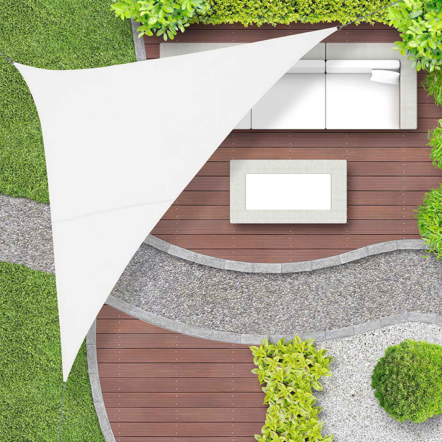 Vela solar triangular de poliéster cor creme