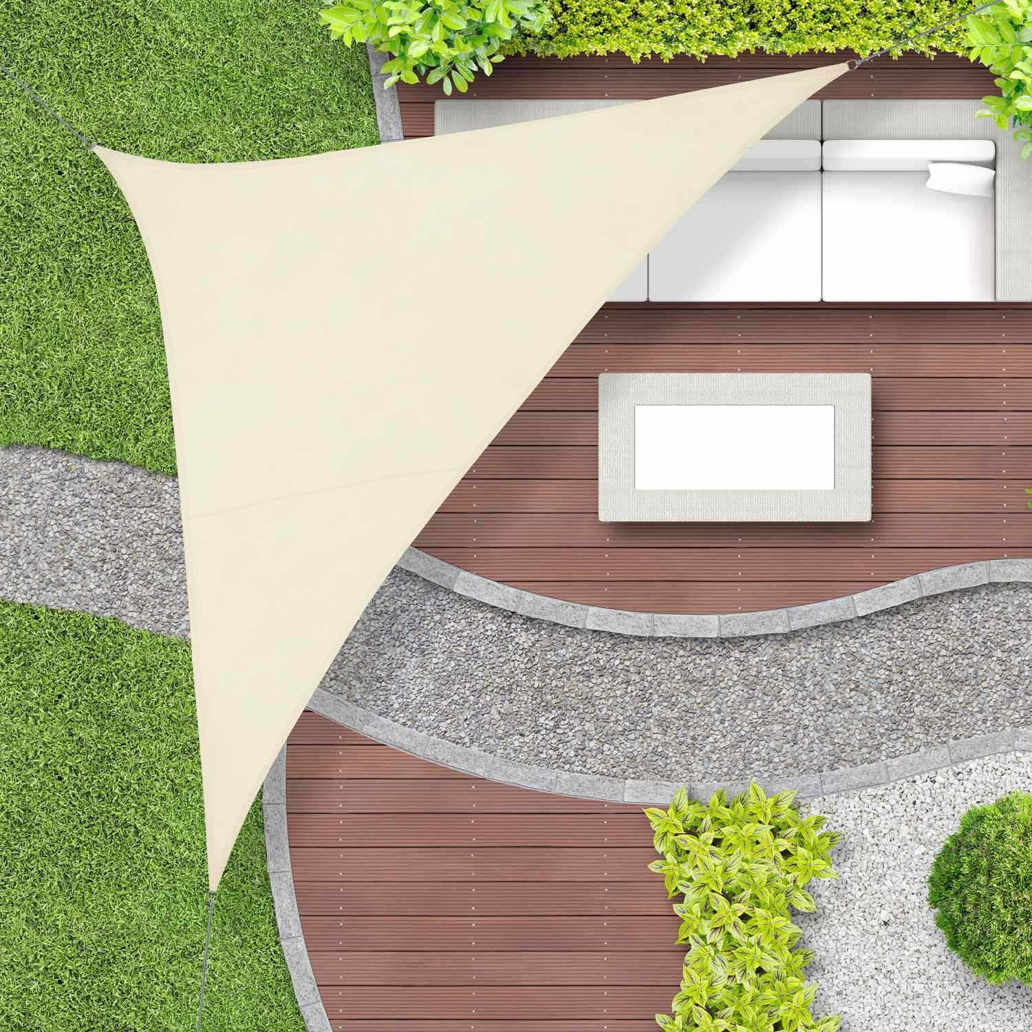 Vela solar triangular de poliéster bege