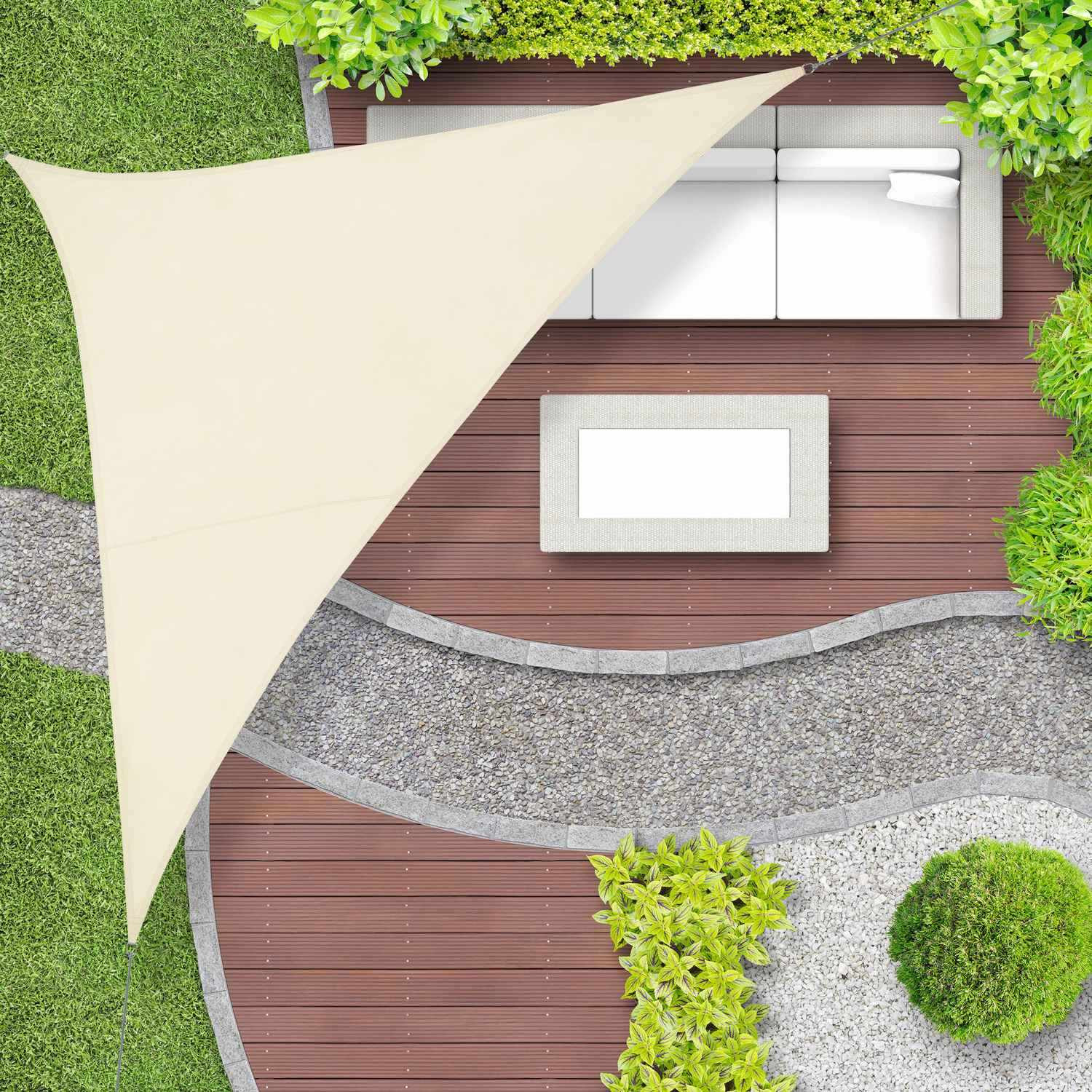 Vela solar de poliéster triangular beige
