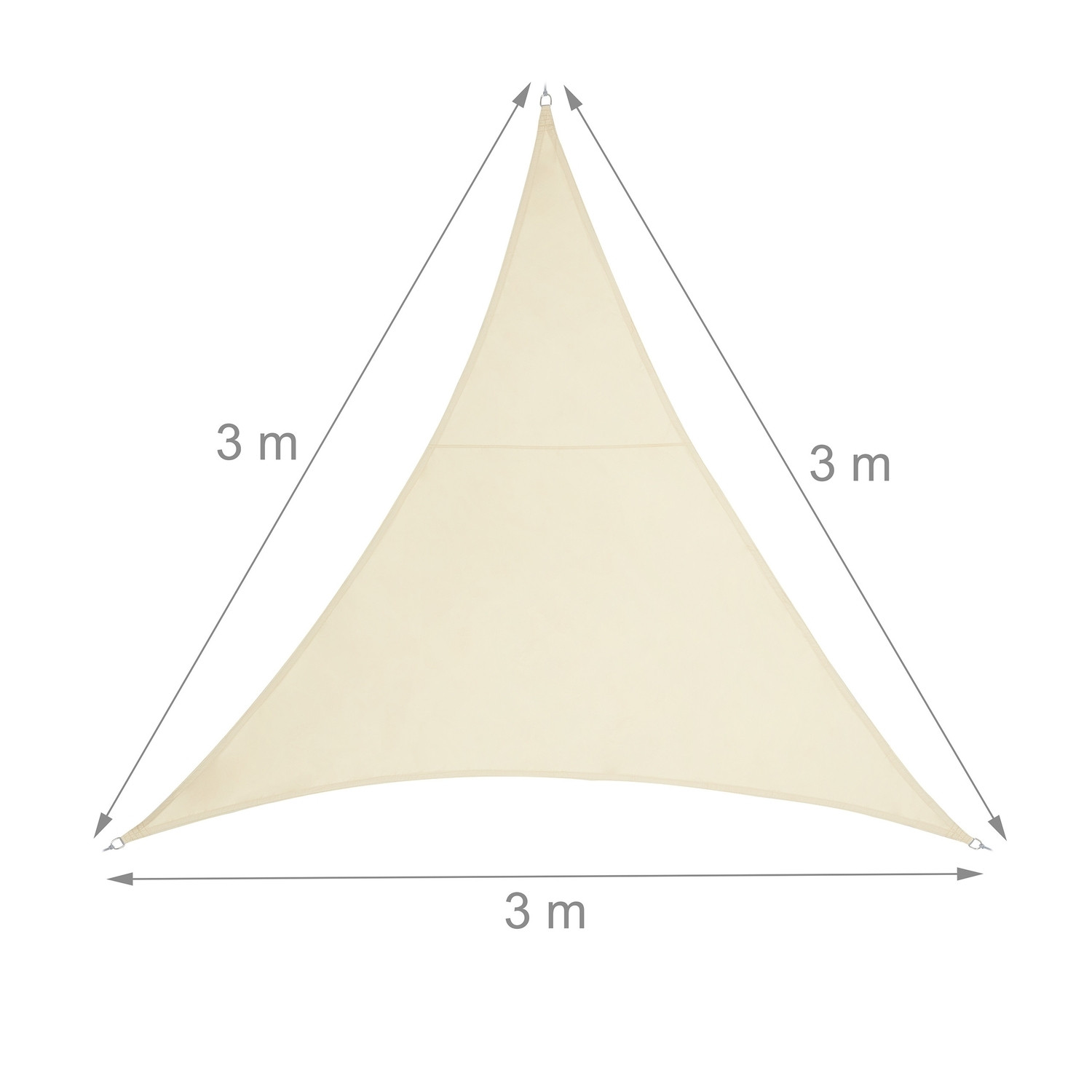 Vela solar triangular de poliéster bege