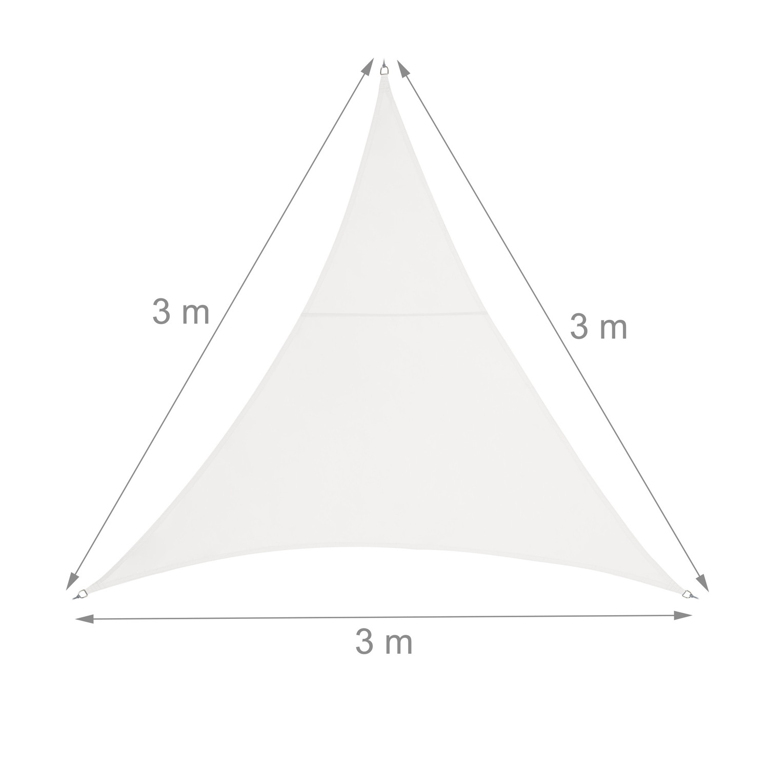 Vela solar triangular de poliéster cor creme