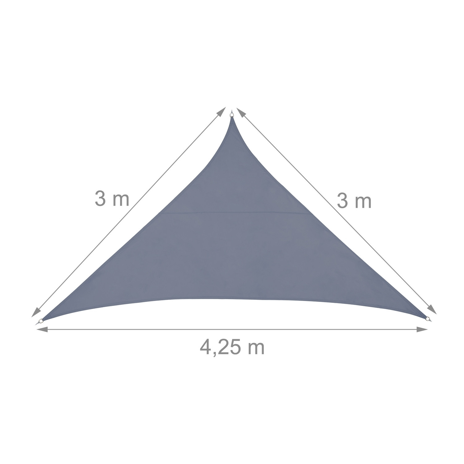 Vela solar triangular de poliéster cinza escuro