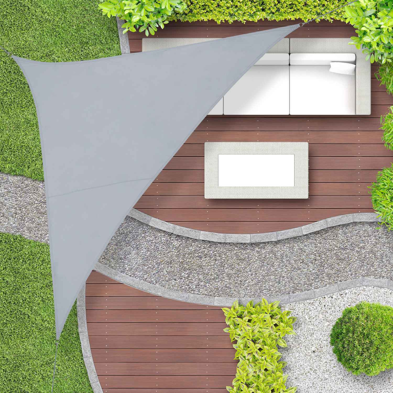 Vela solar triangular de poliéster cinza claro