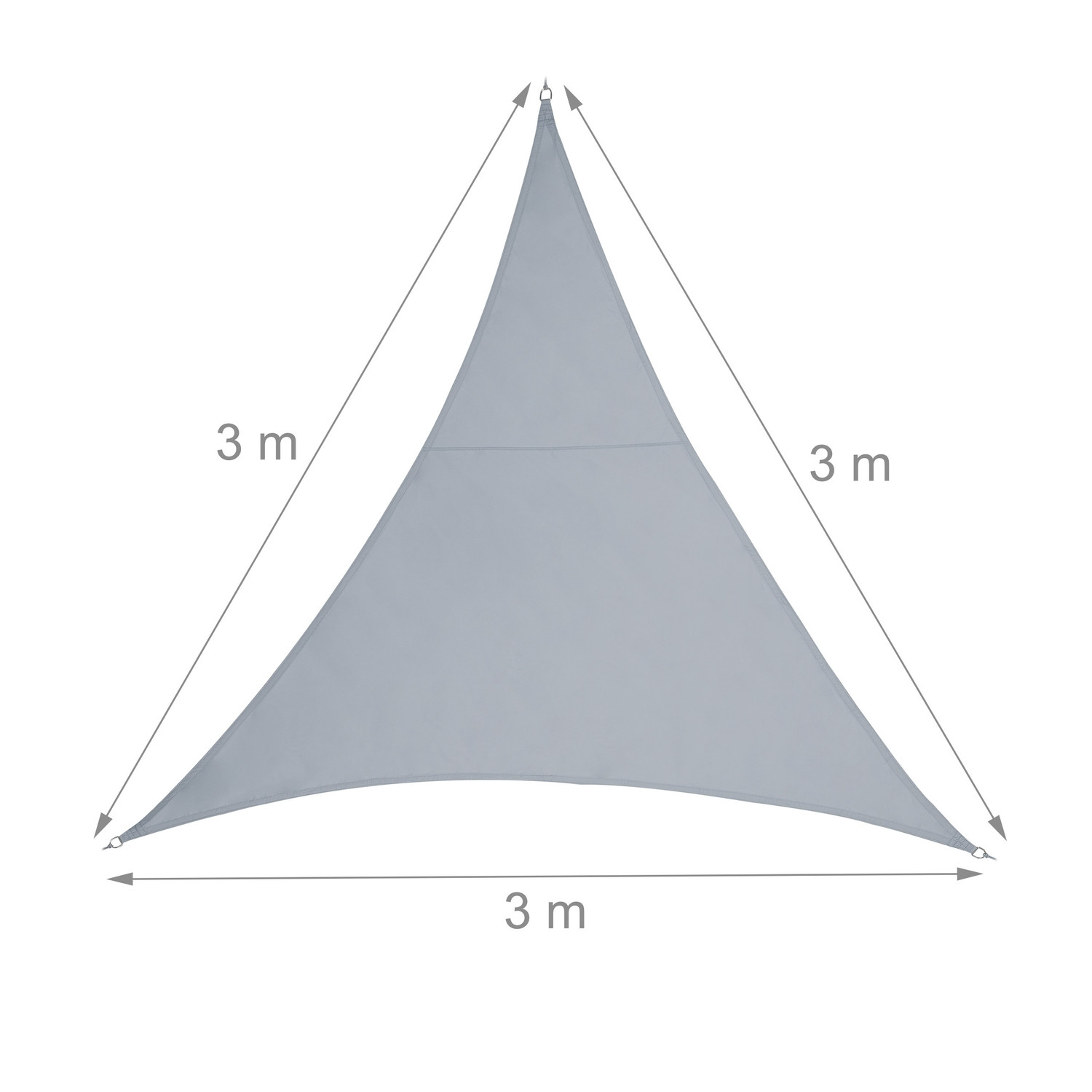 Vela solar triangular de poliéster cinza claro
