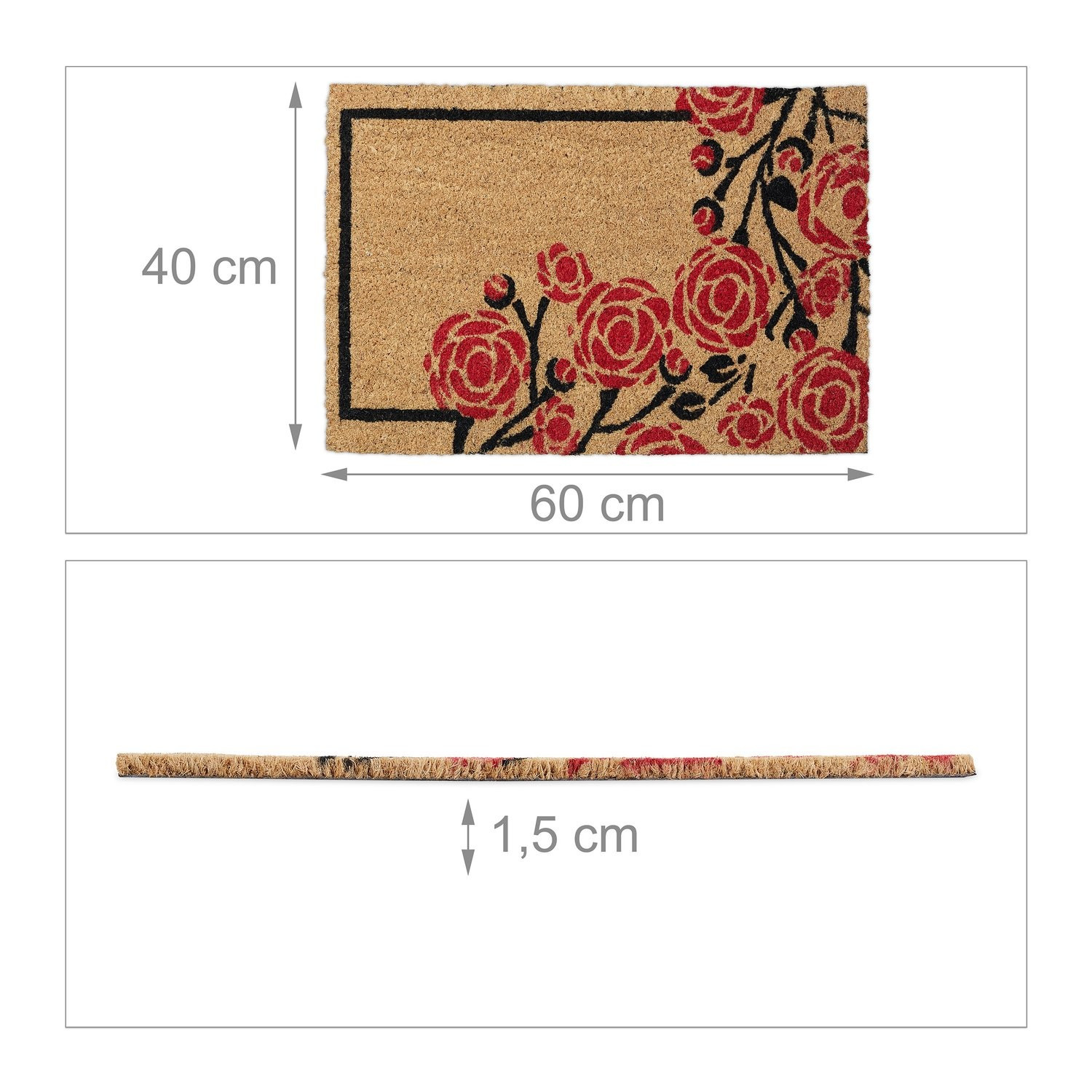 Capacho fibra de coco com rosas