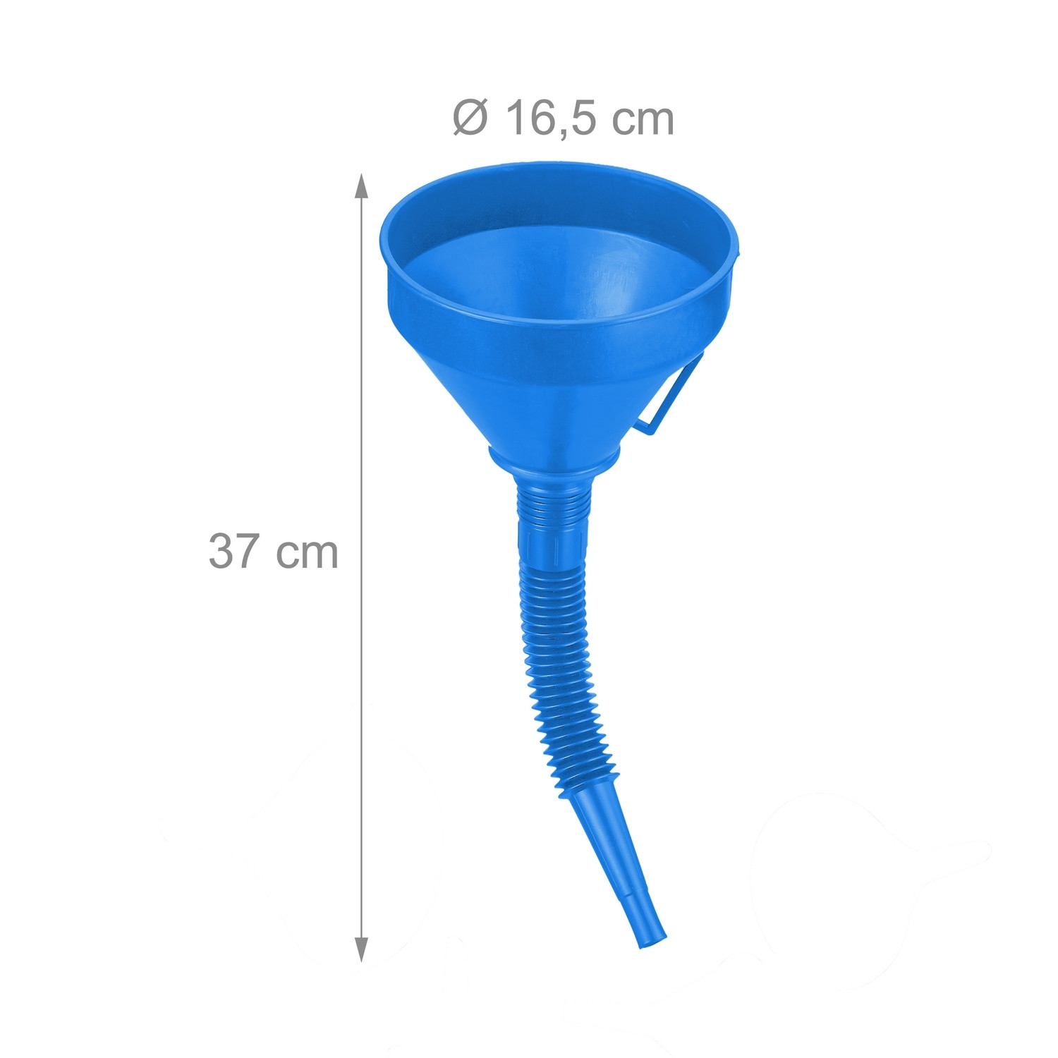 Funil azul com mangueira