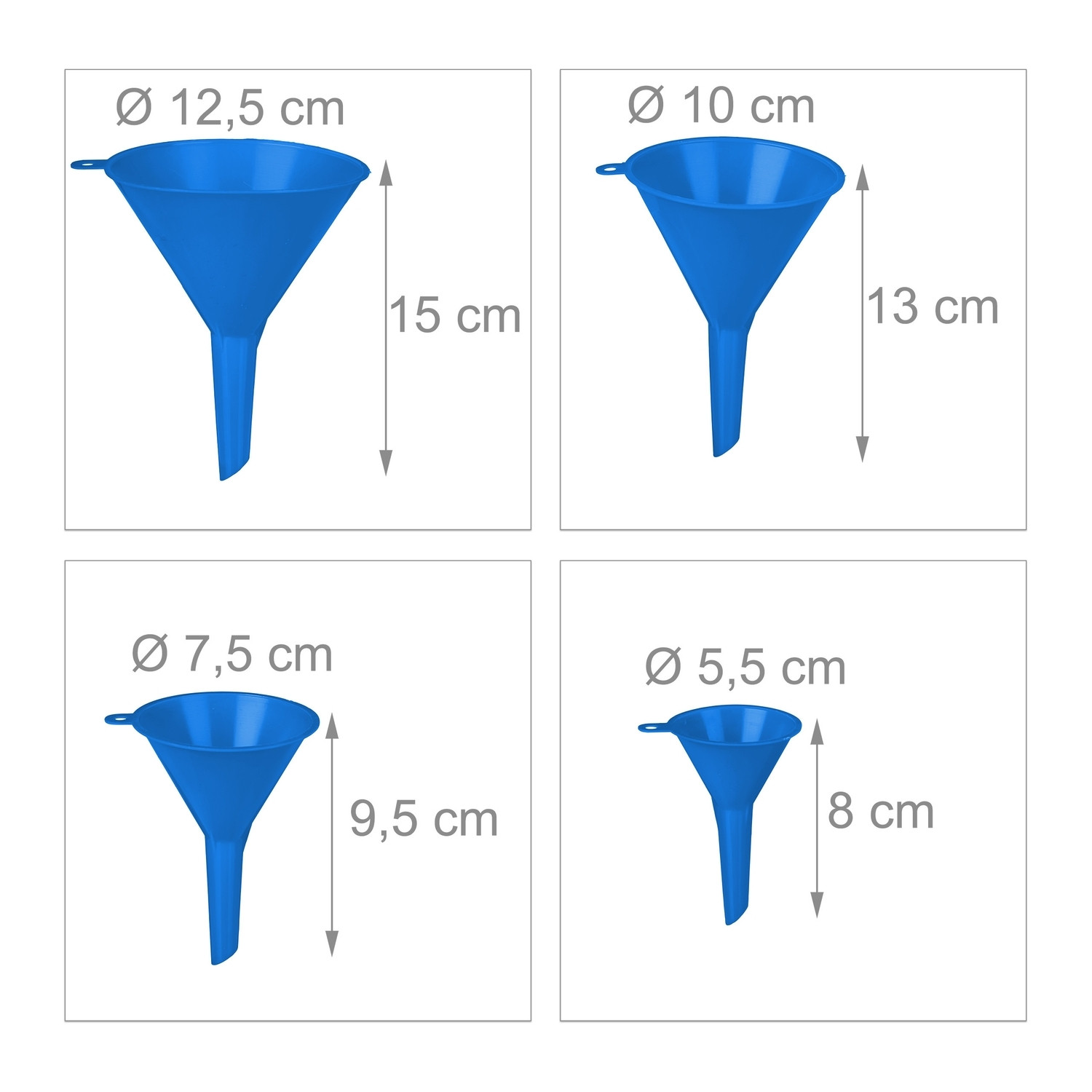 Funil azul com mangueira