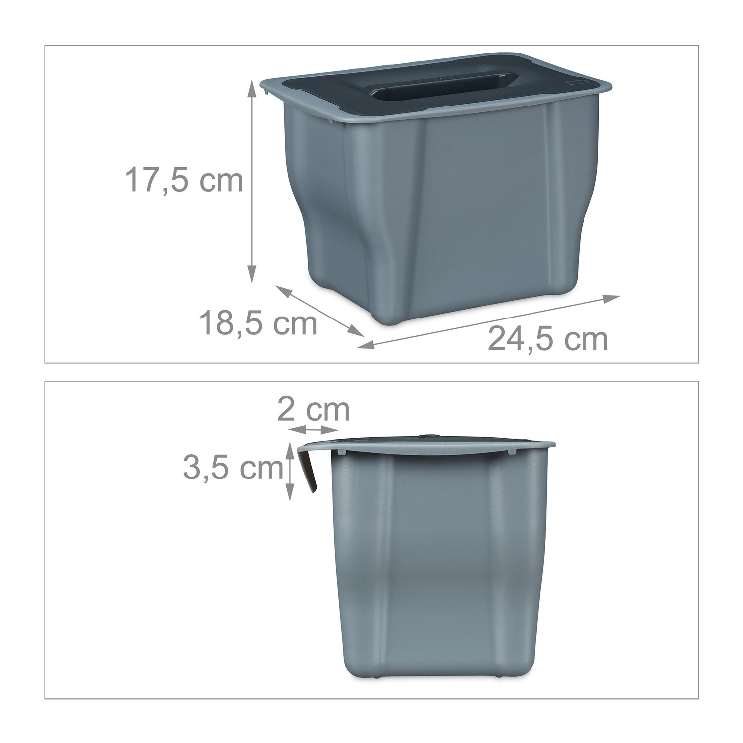 Organic waste bin kitchen 5 l grey