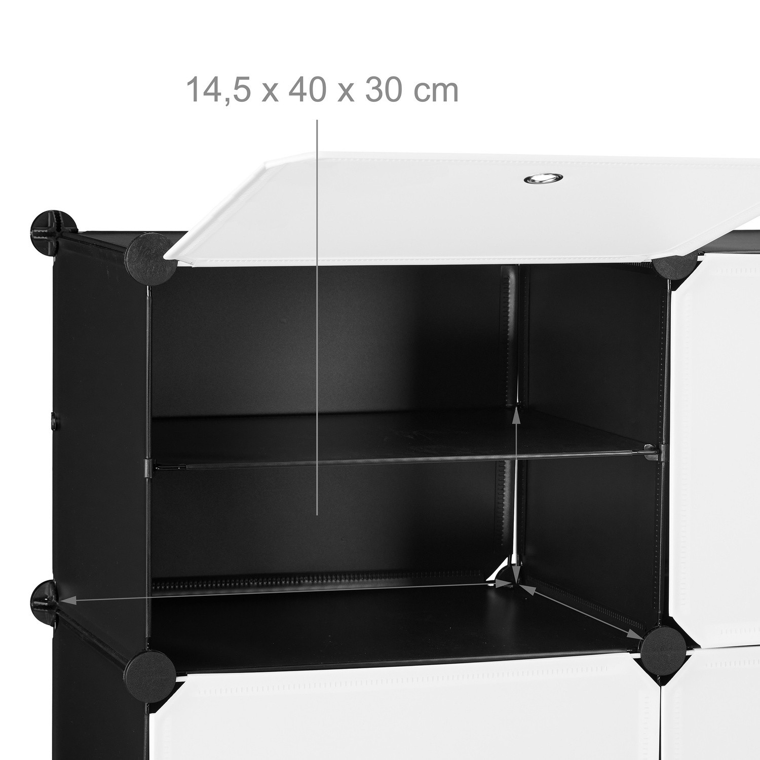 Meuble à chaussures noir et blanc avec 12 compartiments