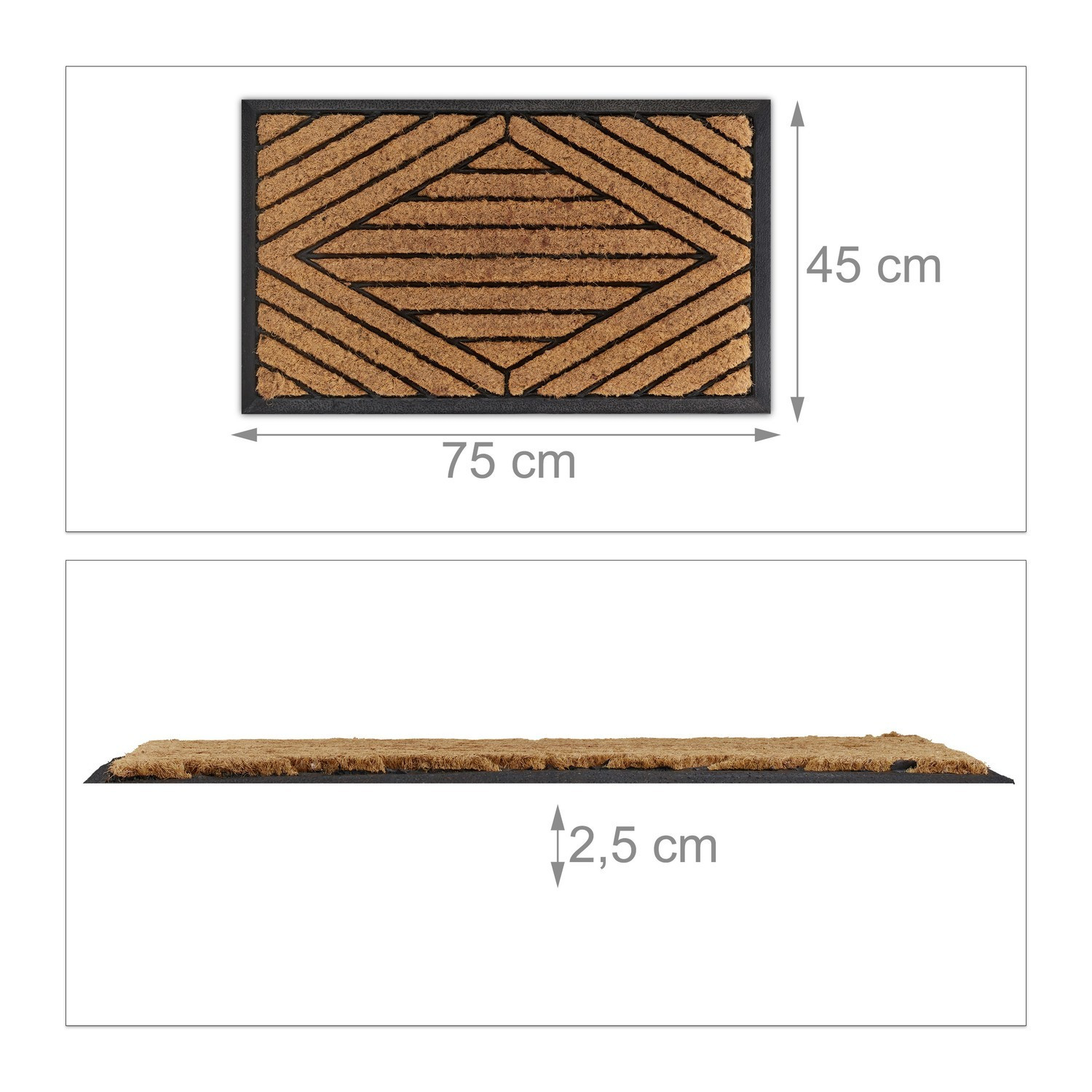 Deurmat rubber & kokos gestreept