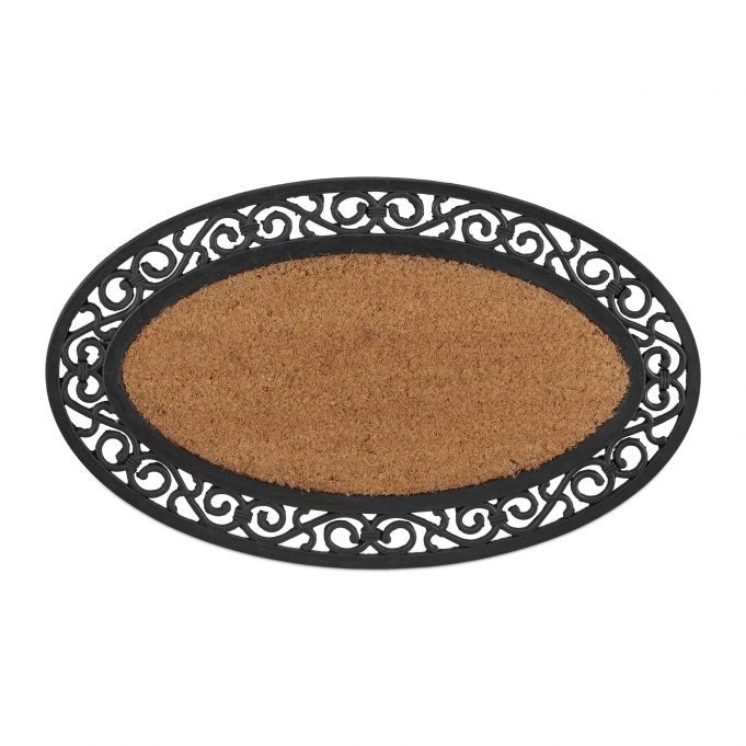 Capacho oval de borracha e coco