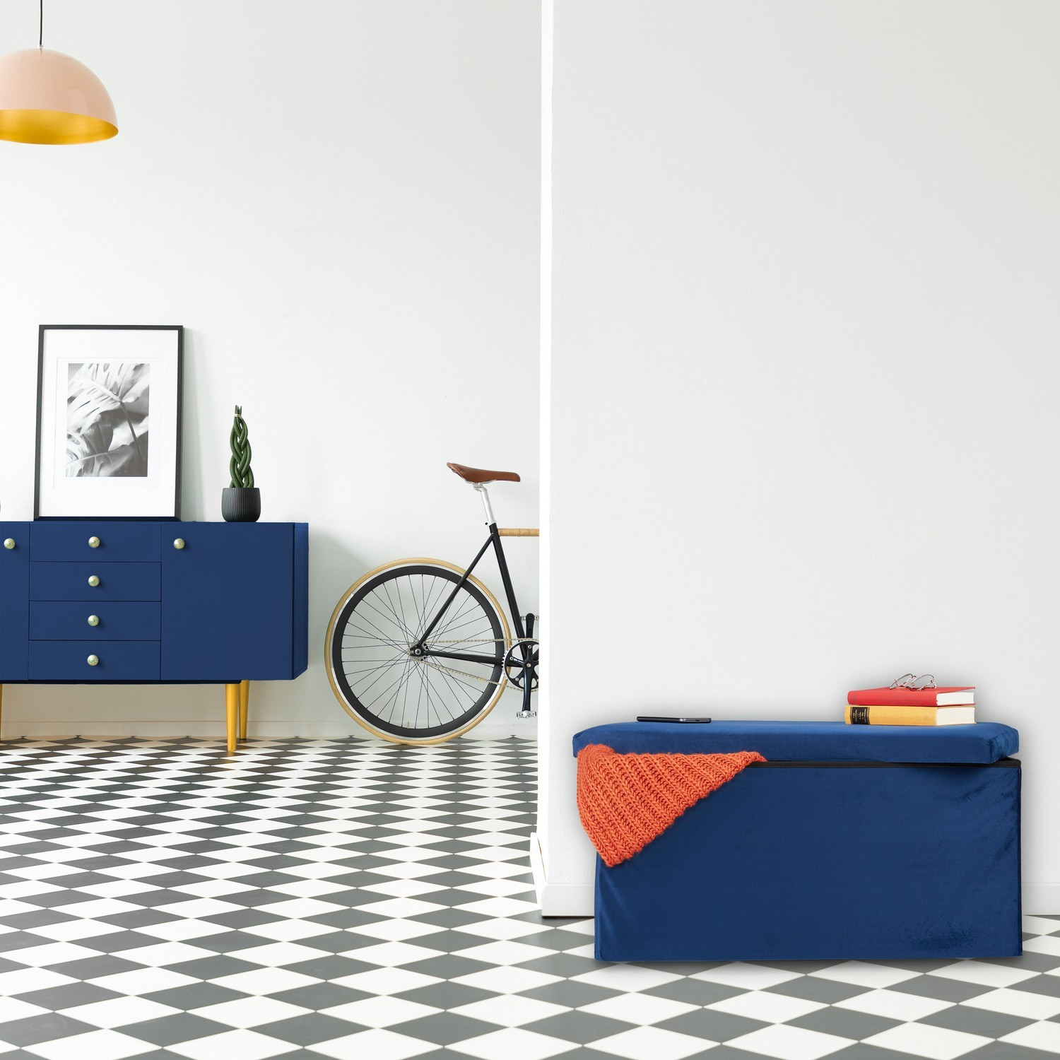 Folding bench in velvet
