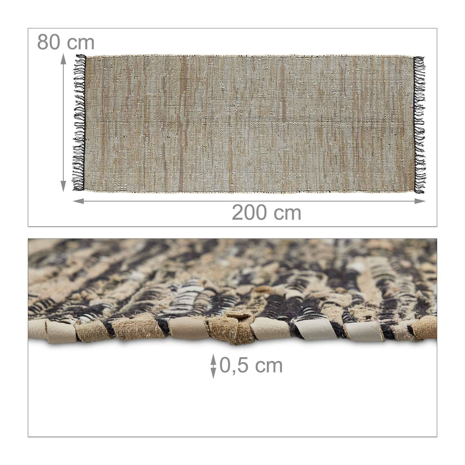 Tappeto di stracci in pelle e cotone