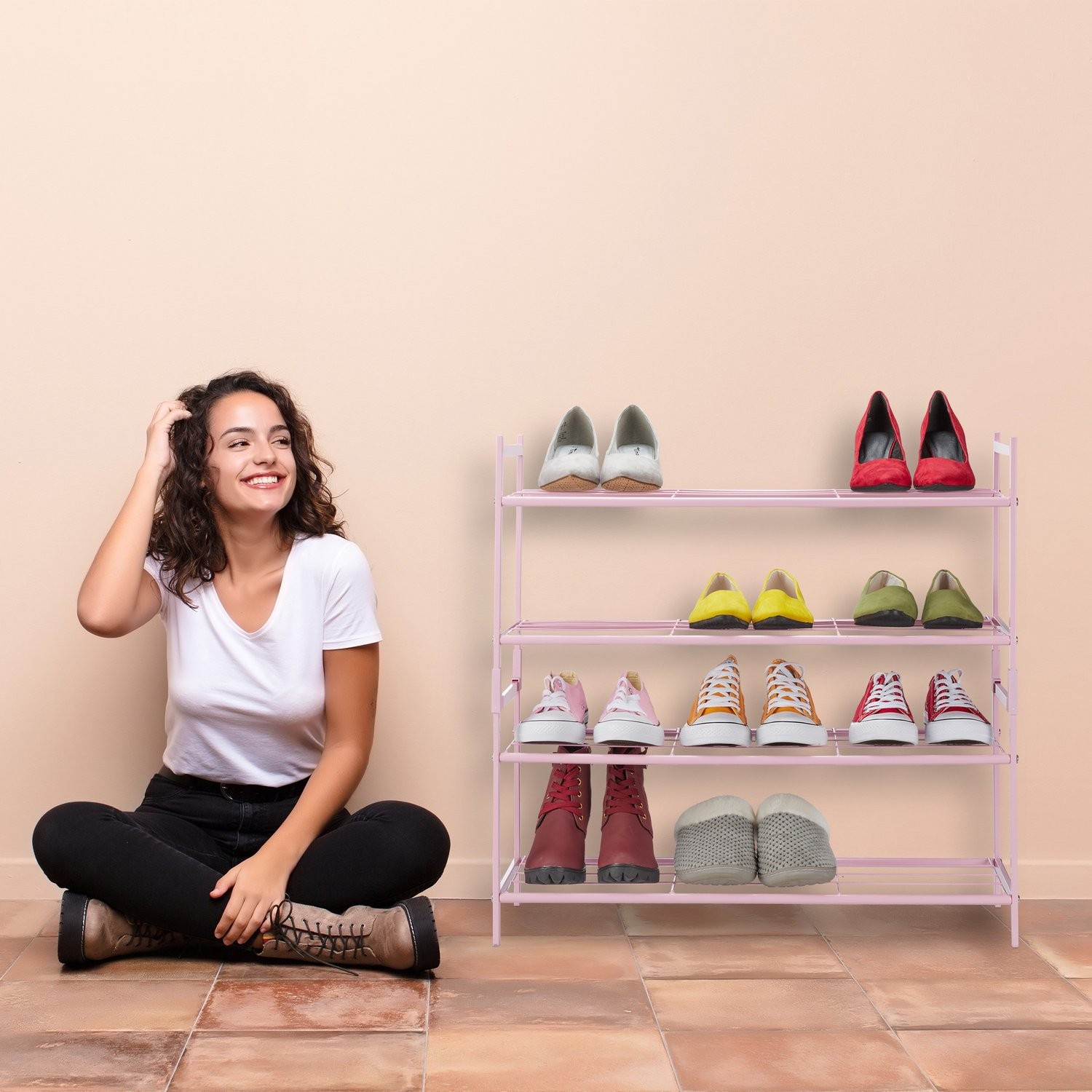 Schuhregal in Pink