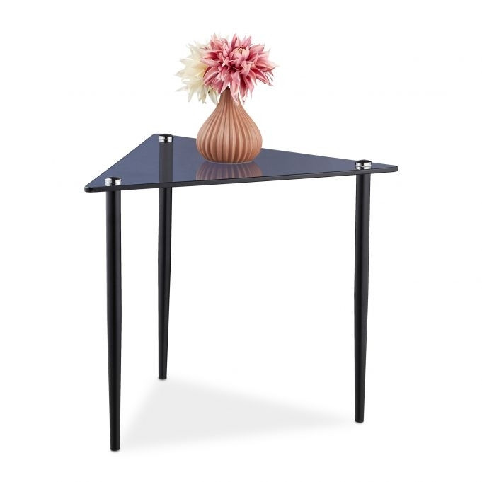 Mesa lateral triangular de vidro