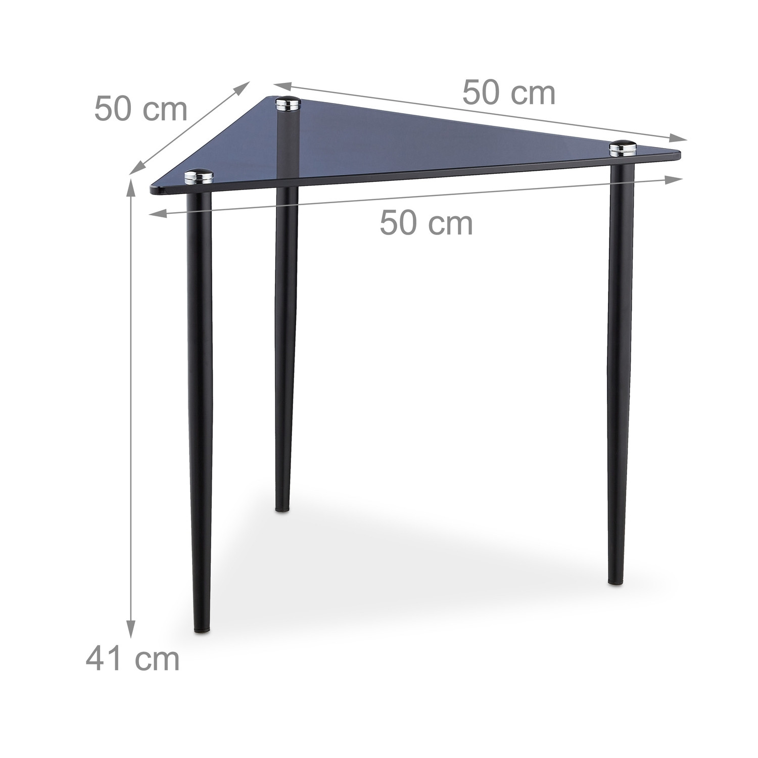 Mesa lateral triangular de vidro