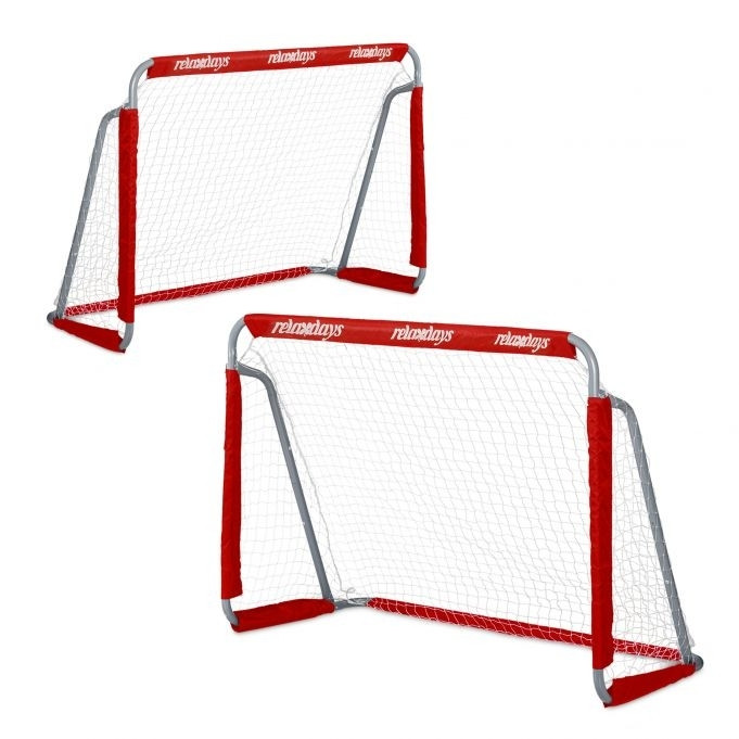 2 porte da calcio rosse