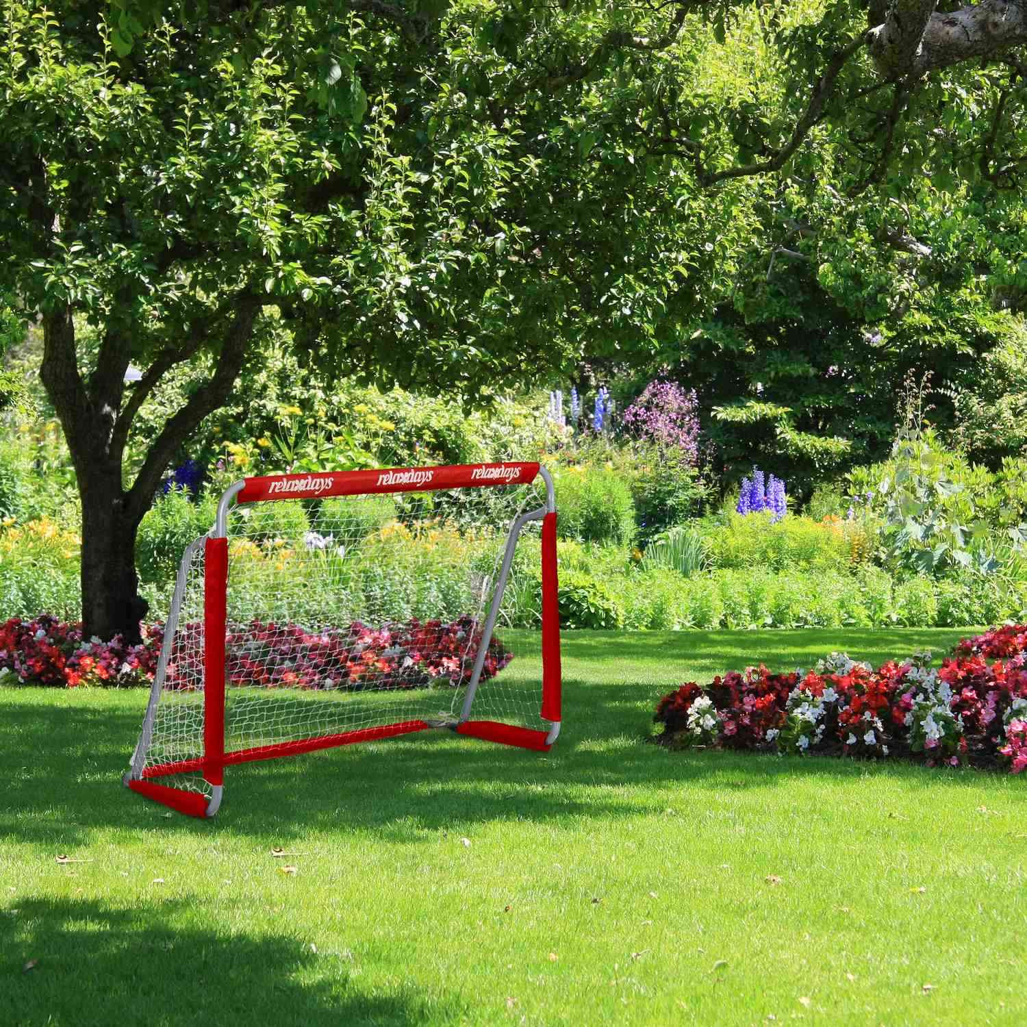 2 porte da calcio rosse