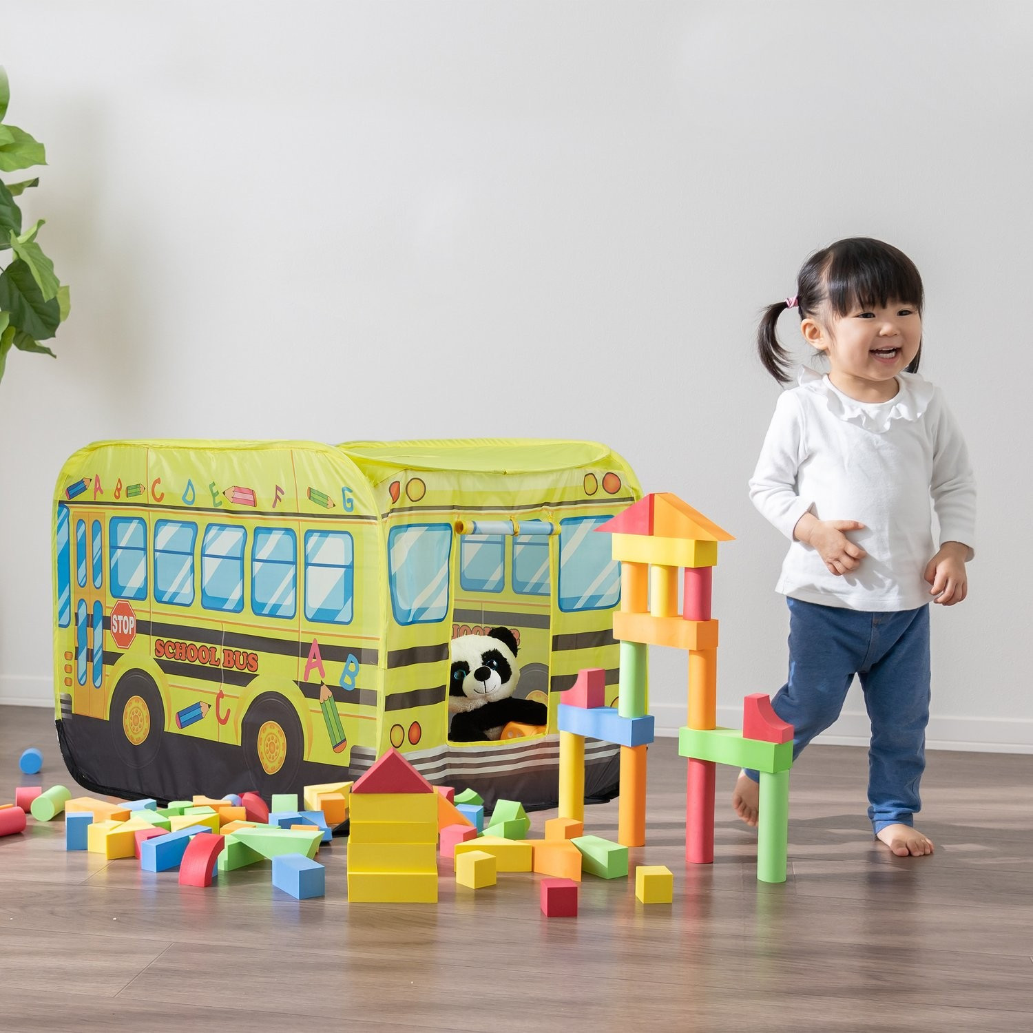 Pop-up speeltent Schoolbus