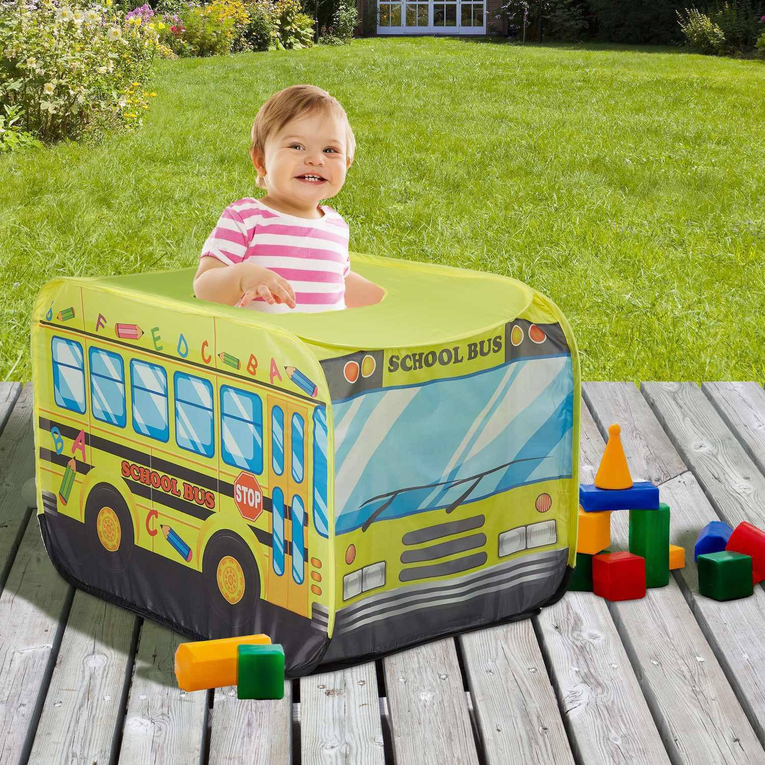 Pop-up speeltent Schoolbus