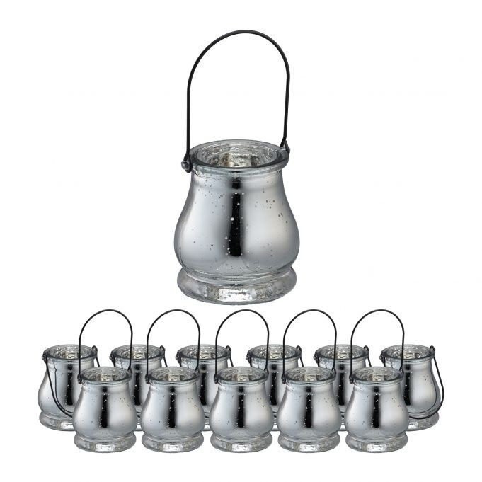 Glaswindlicht Silber 12er Set