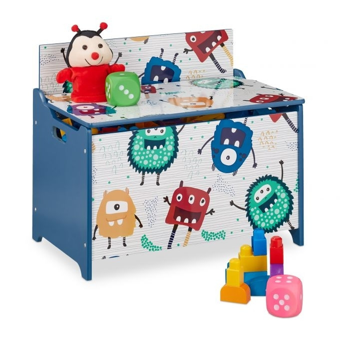 Caixa de brinquedos com monstros