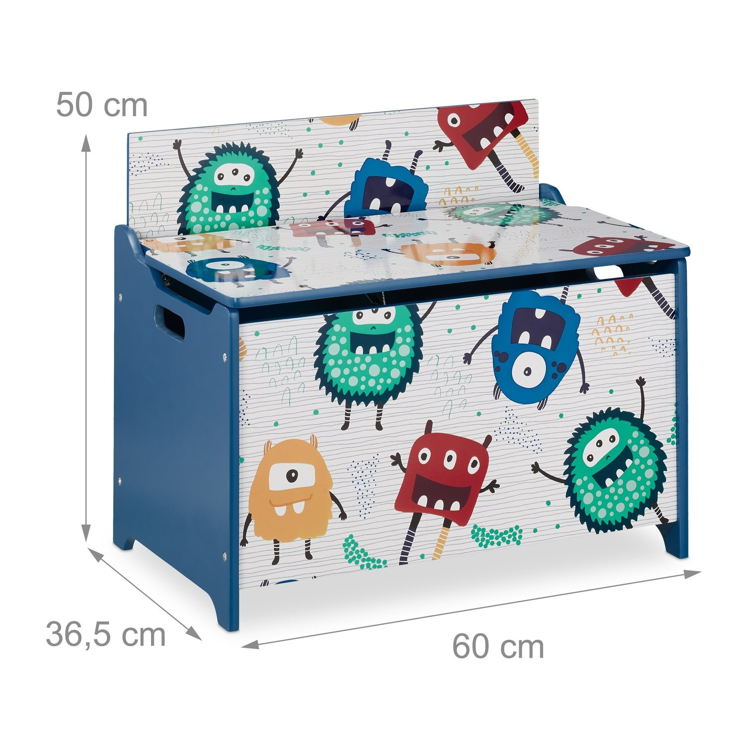 Caixa de brinquedos com monstros