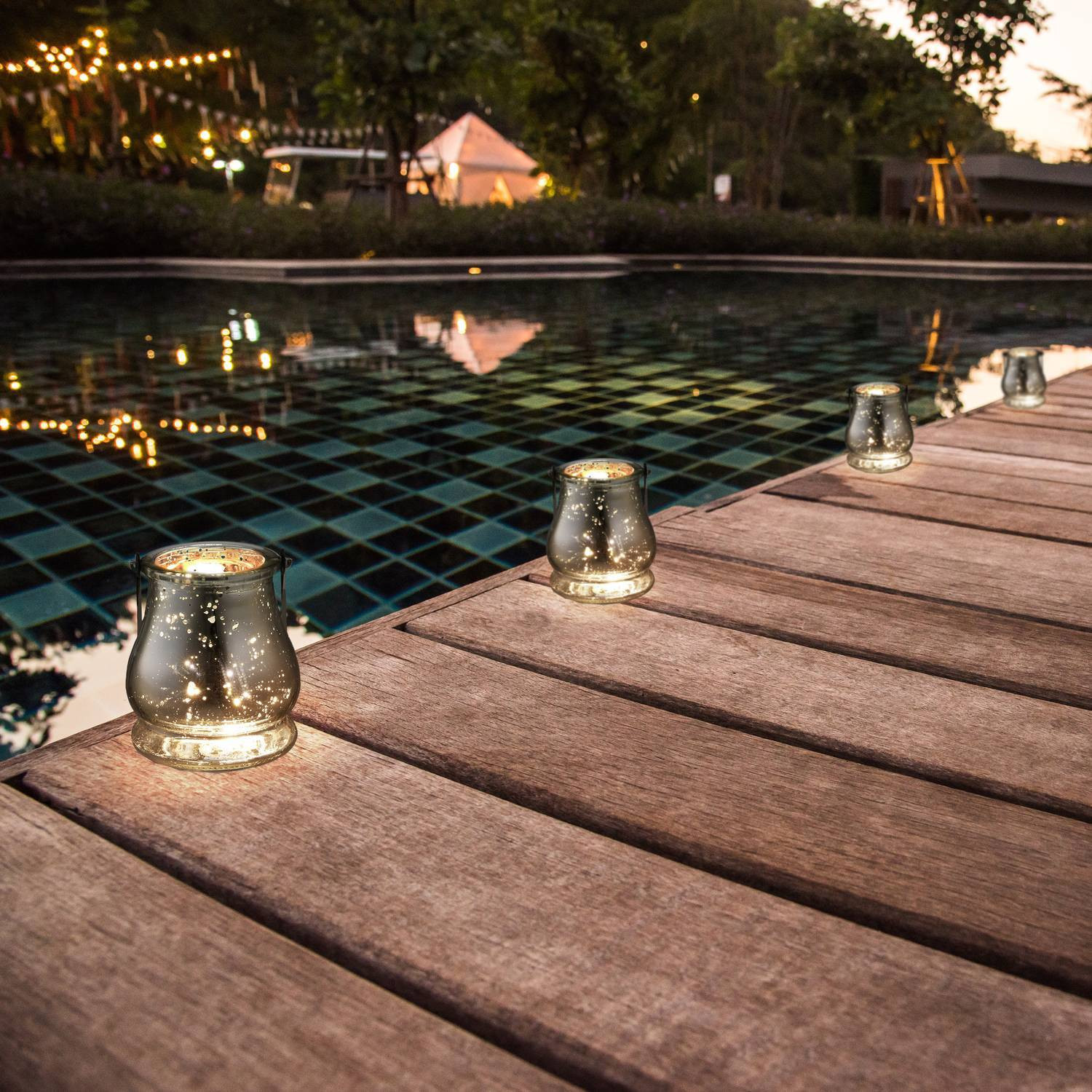 Glaswindlicht Silber 12er Set